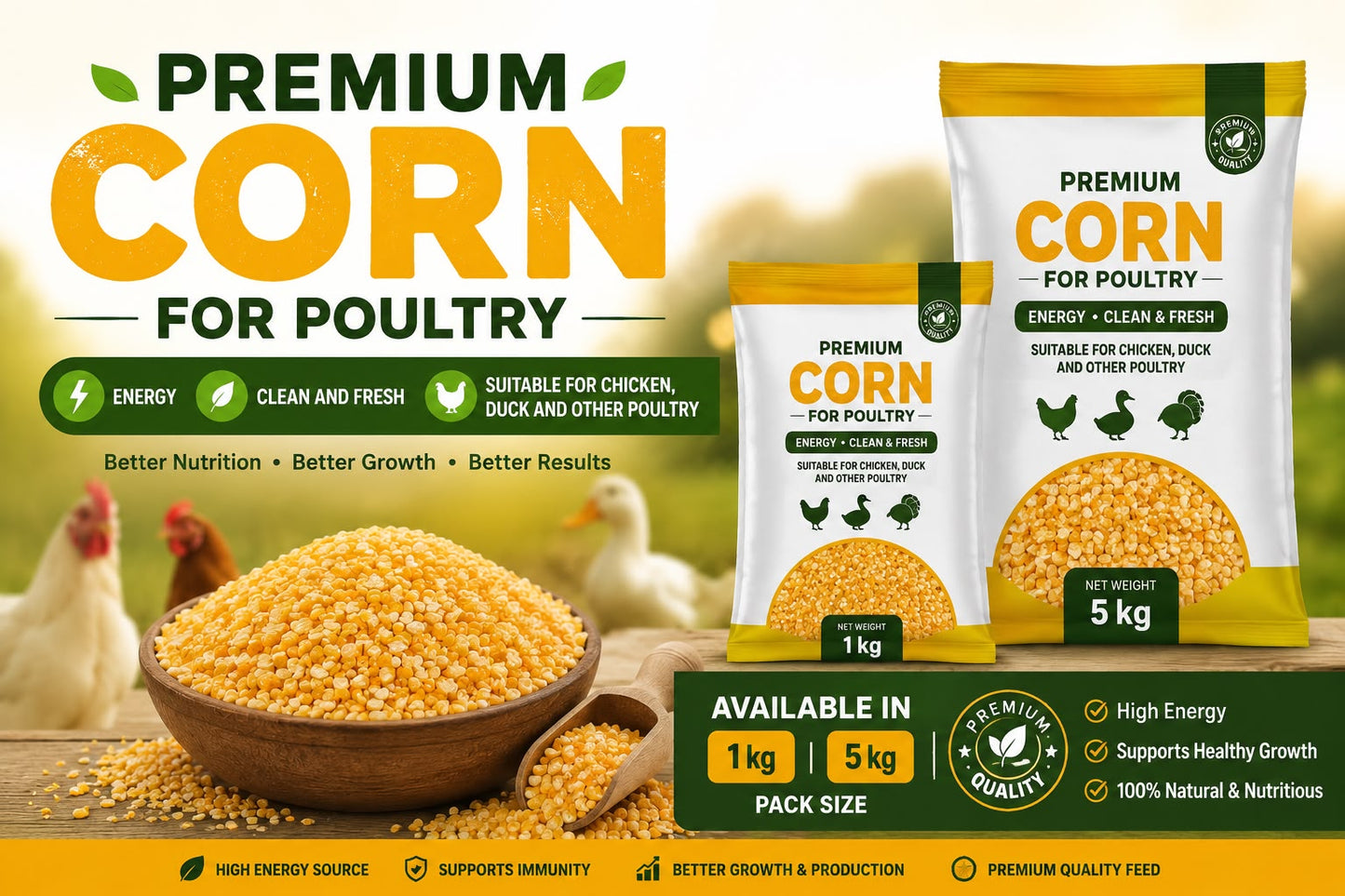 Premium Broken Maize (Corn) | Poultry Feed | 1kg & 5kg