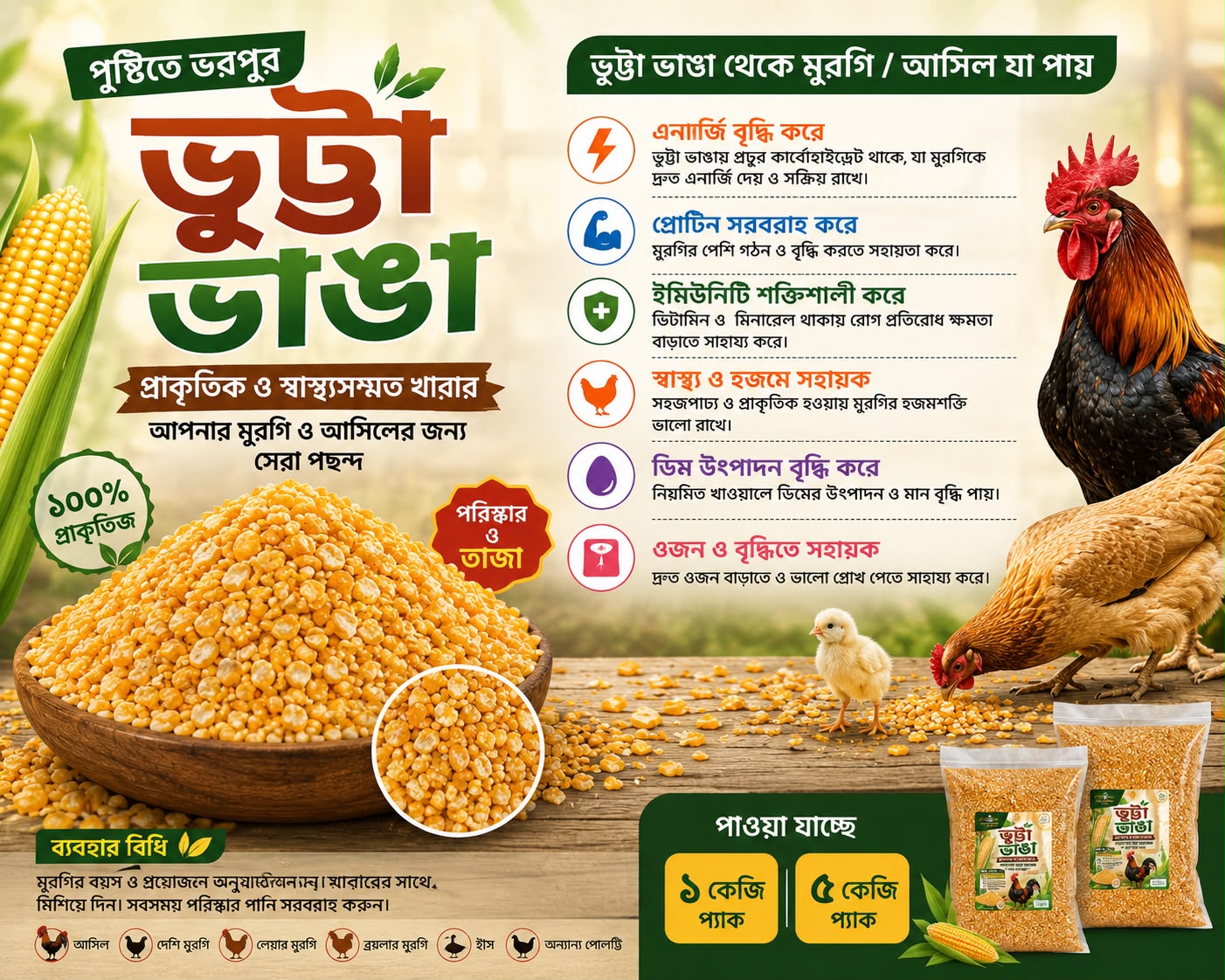 Premium Broken Maize (Corn) | Poultry Feed | 1kg & 5kg