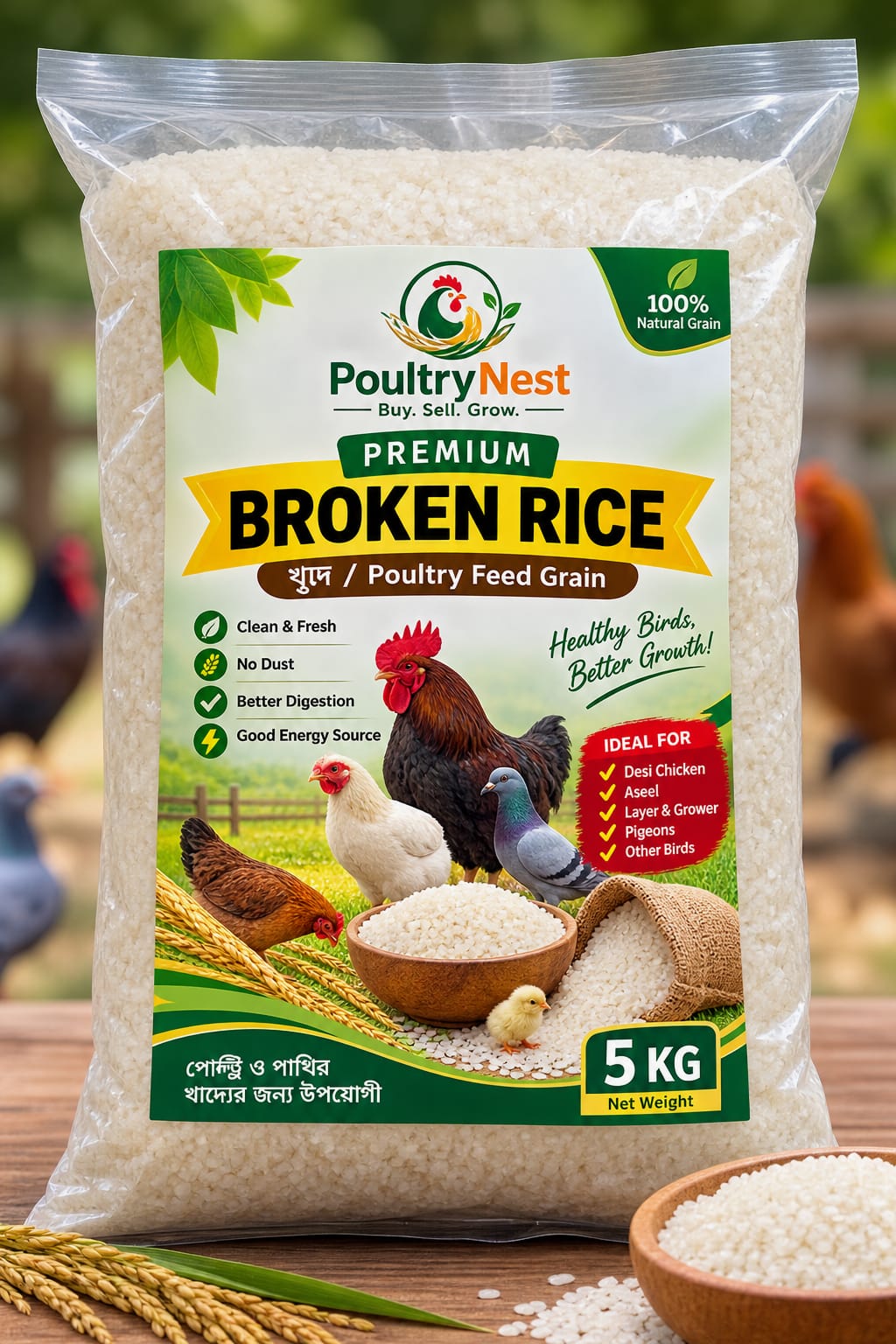 Premium Broken Rice for Poultry Feed | Buy Khud Online – PoultryNest