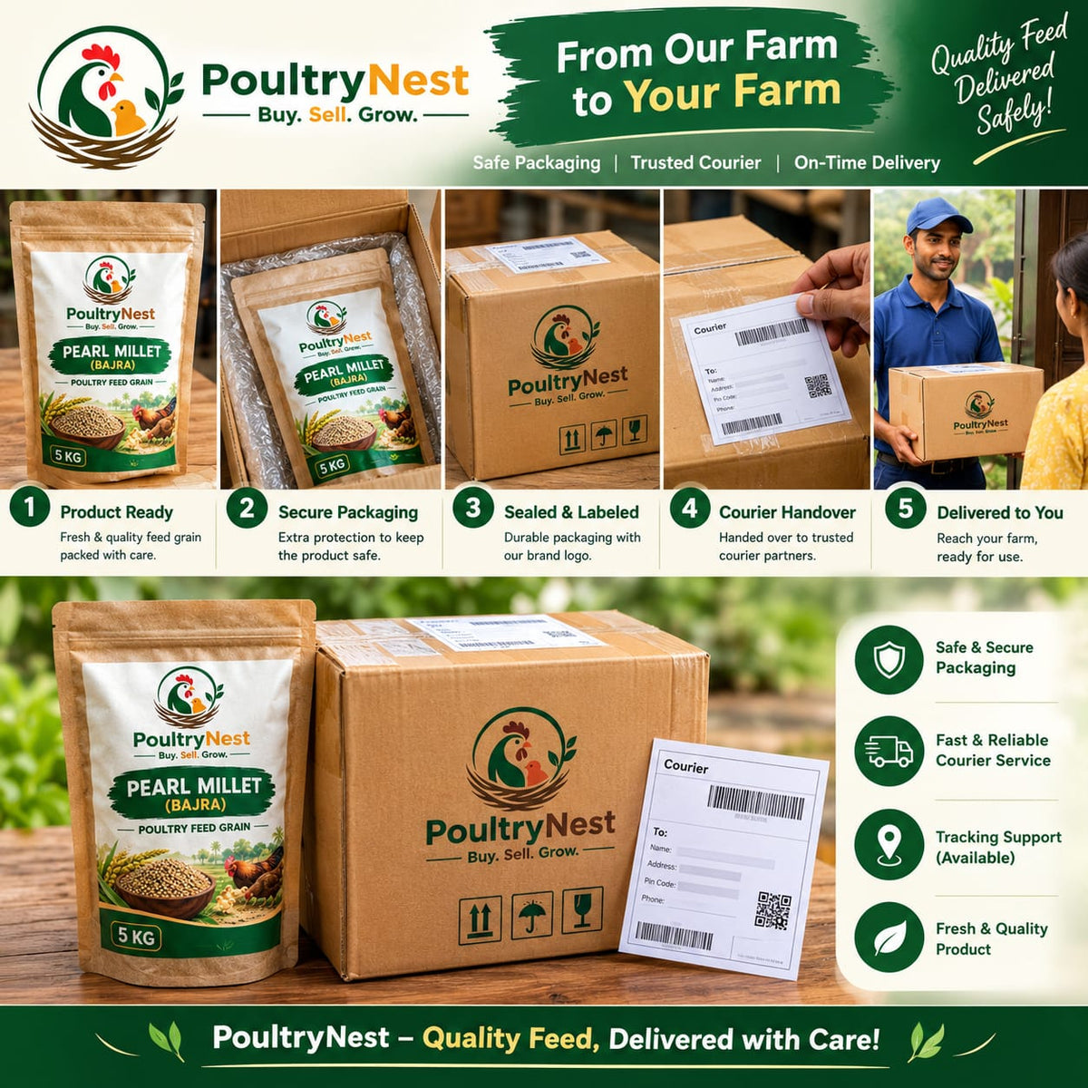 PoultryNest Pearl Millet (Bajra) - Fresh & Quality Poultry Grain